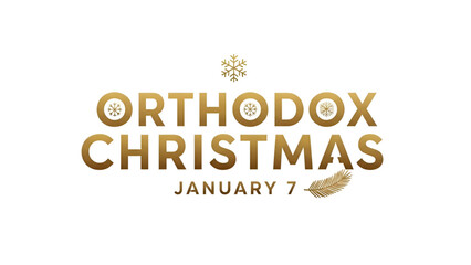 Orthodox Christmas typography design with golden holiday text showing January seven date religious celebration winter season faith tradition greeting background concept