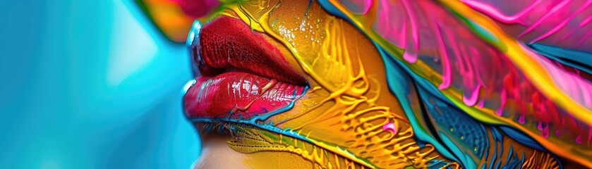 Artistic close-up photograph of a pop art-inspired fashion accessory, showcasing the intricate details, vibrant colors, and unique design that define the style