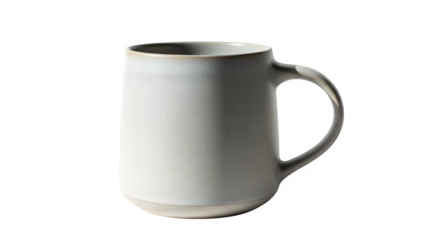 Rustic ceramic coffee mug with handle, handmade stoneware tea cup for hot beverages, minimalist kitchenware object isolated on transparent background