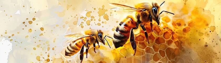 Beehive honey cute watercolor electric power