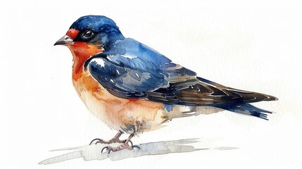 Barn swallow cute watercolor business