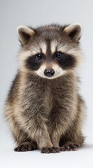 Obraz premium cute baby raccoon sitting, clean background, studio lighting, vertical