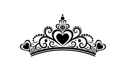 Elegant Crown Vector Illustration Featuring Heart-Shaped Design Elements and Ornate Details © PDWN Creative