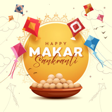 makar sankranti kites flying festival creative square banner