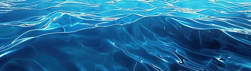Blue ocean surface with ripples and caustics, photorealistic