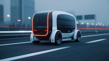 Autonomous self-driving car on road