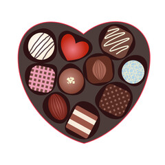 Heart-Shaped Chocolate Assortment Valentine's Day Illustration