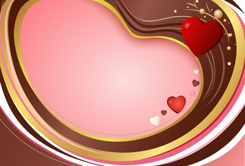 Valentine's Day Heart and Chocolate Background Illustration Pink Cute Copy Space