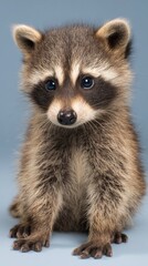 Fototapeta premium cute baby raccoon sitting, clean background, studio lighting, vertical
