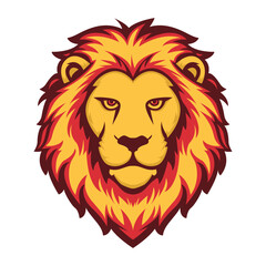 Obraz premium Lion head logo with a red mane. Tiger head for logos, mascots, teams, companies, and design.