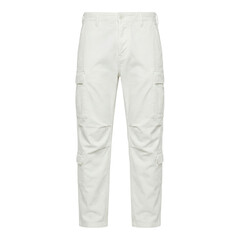 White tactical cargo pants on transparent background