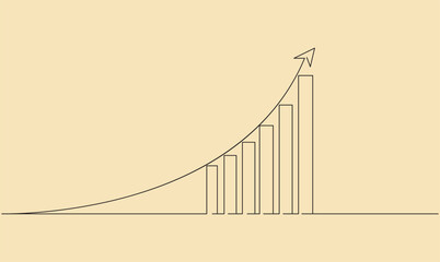 Graph of financial progress and growth in a continuous line style