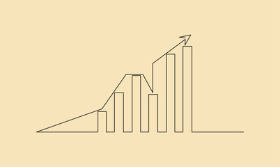 Graph of financial progress and growth in a continuous line style