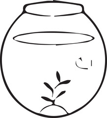 Cartoon vector illustration of a goldfish in a glass of water isolated on a white background as a liquid beverage object container