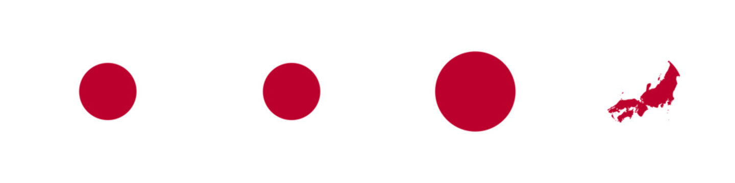 japan circular flag, japan rectangular flag, japan map flag flat icon