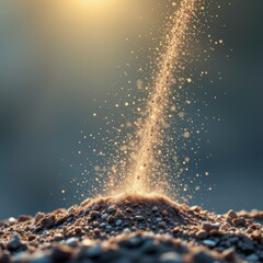 A conceptual visual with fine light dust slowly rising upward from the center representing patience