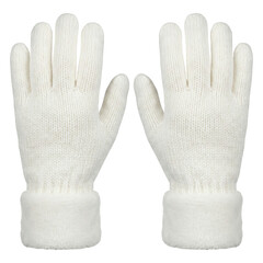 Obraz premium White knit winter gloves with faux fur cuffs