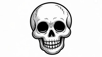 cartoon skull by hand draw. halloween ghost. on transparent background.