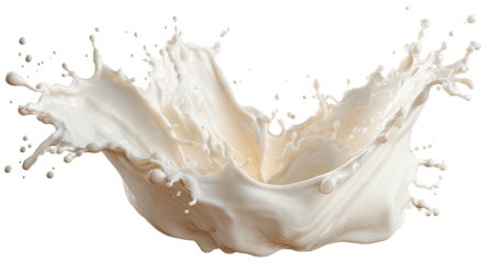 Creamy liquid splash, frozen in time, with complex droplet formations