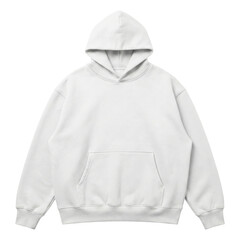 Oversized white hooded sweatshirt mockup isolated © BTG