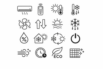 Air conditioner line icon set vector.