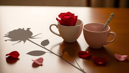 Single rose in a teacup