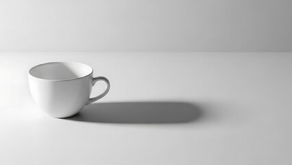 Minimalist white coffee cup