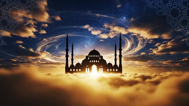 Majestic Mosque Silhouette at Sunset - A Spiritual Journey.
