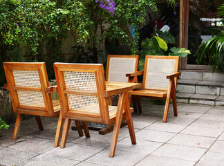 Summer cafe tables restaurant interior
