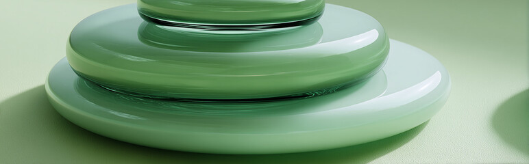 Green Glass Ombre Oval Shapes Close Up