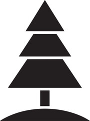 Fototapeta premium Lone Pine Tree with Triangular Layers on Small Hill Vector Illustration