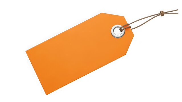 Orange price tag isolated on transparent background