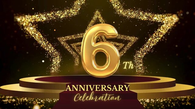 6th Anniversary Celebration Animation | Six Years Milestone, Festive Motion Graphic , 6 Year Anniversary Animation | Celebration Badge, Anniversary Event Graphic ,Six Year Anniversary Celebration