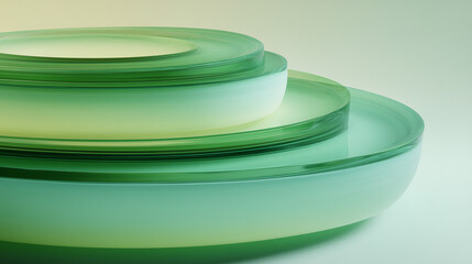 Green Glass Ombre Oval Shapes Close Up