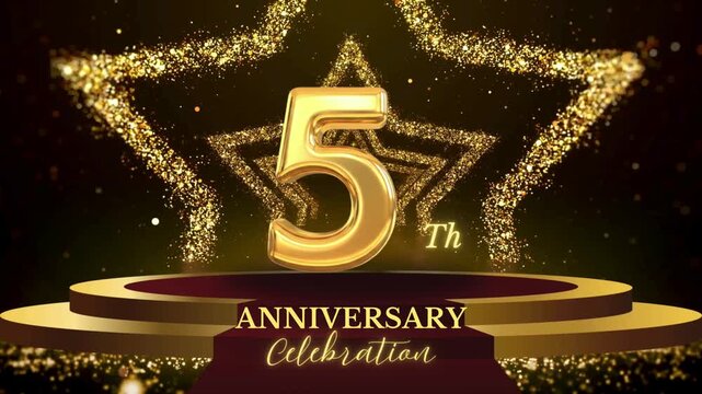 5th Anniversary Celebration Animation | Five Years Milestone, Festive Motion Graphic ,  5 Year Anniversary Animation | Celebration Badge, Anniversary Event Graphic