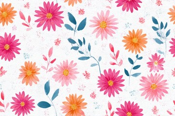 A minimal botanical watercolor featuring linear stems, airy daisy blossoms, and scattered foliage, designed with understated elegance for modern prints and clean patterns.