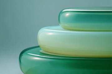 Green Glass Ombre Oval Shapes Close Up