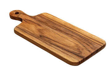 Wood cutting board with handle on a dark background