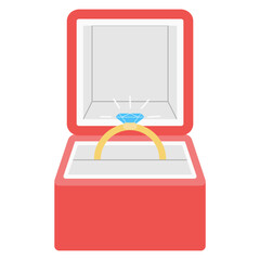 Vector illustration of a diamond ring in a red box