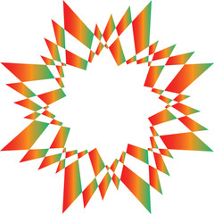 Obraz premium Vibrant orange and green geometric pattern on white background 