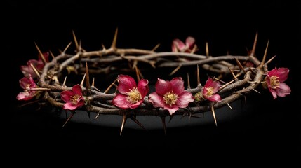 A crown of thorns on a black background, symbolizing the suffering and hope in Jesus' life