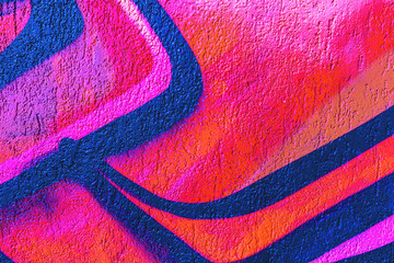 Close-up of textured wall - vibrant neon pink, purple, orange, blue street art. Y2K, 90s graffiti style, fluorescent liquid paint effect. Background texture, pattern, digital art, creative banner