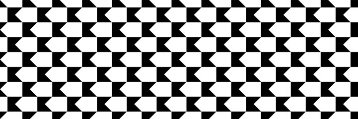 horizontal seamless of black triangle and square design on white for pattern and background.