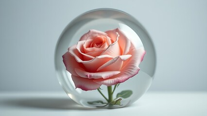 perfection. Rose perfectly preserved inside a clear crystal block. gardening catalogs, home-decor guides, designed for gardening and botanical catalogs, promotes healthy living.