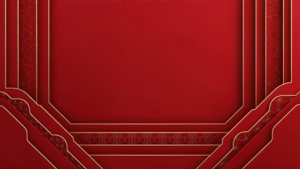 Elegant Red and Gold Layered Geometric Background.