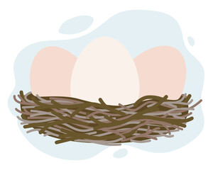 Eggs Resting in Nest Vector Illustration
