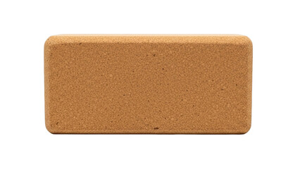 Rectangular cork yoga block with rounded edges on black