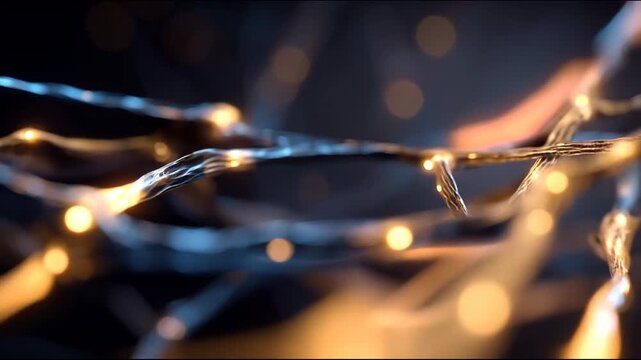 Abstract glowing neural network connections transmitting electrical impulses through brain synapses