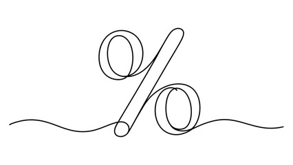 Obraz premium minimal continuous line percentage symbol illustration representing discount and sale concept, price reduction, financial marketing, interest rate and promotional offer on white background