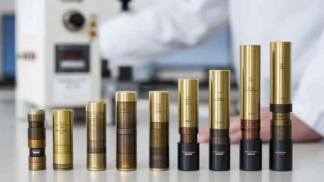 Laboratory technician conducting comparative tests on alloy blends showcasing precision instruments and metal samples side by side.